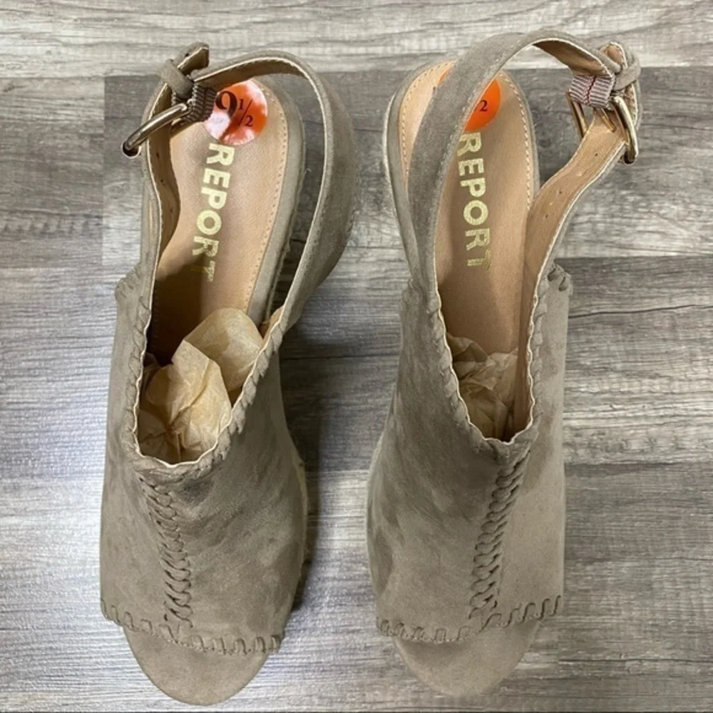 REPORT Espadrille Peep Toe Wedges size 9.5